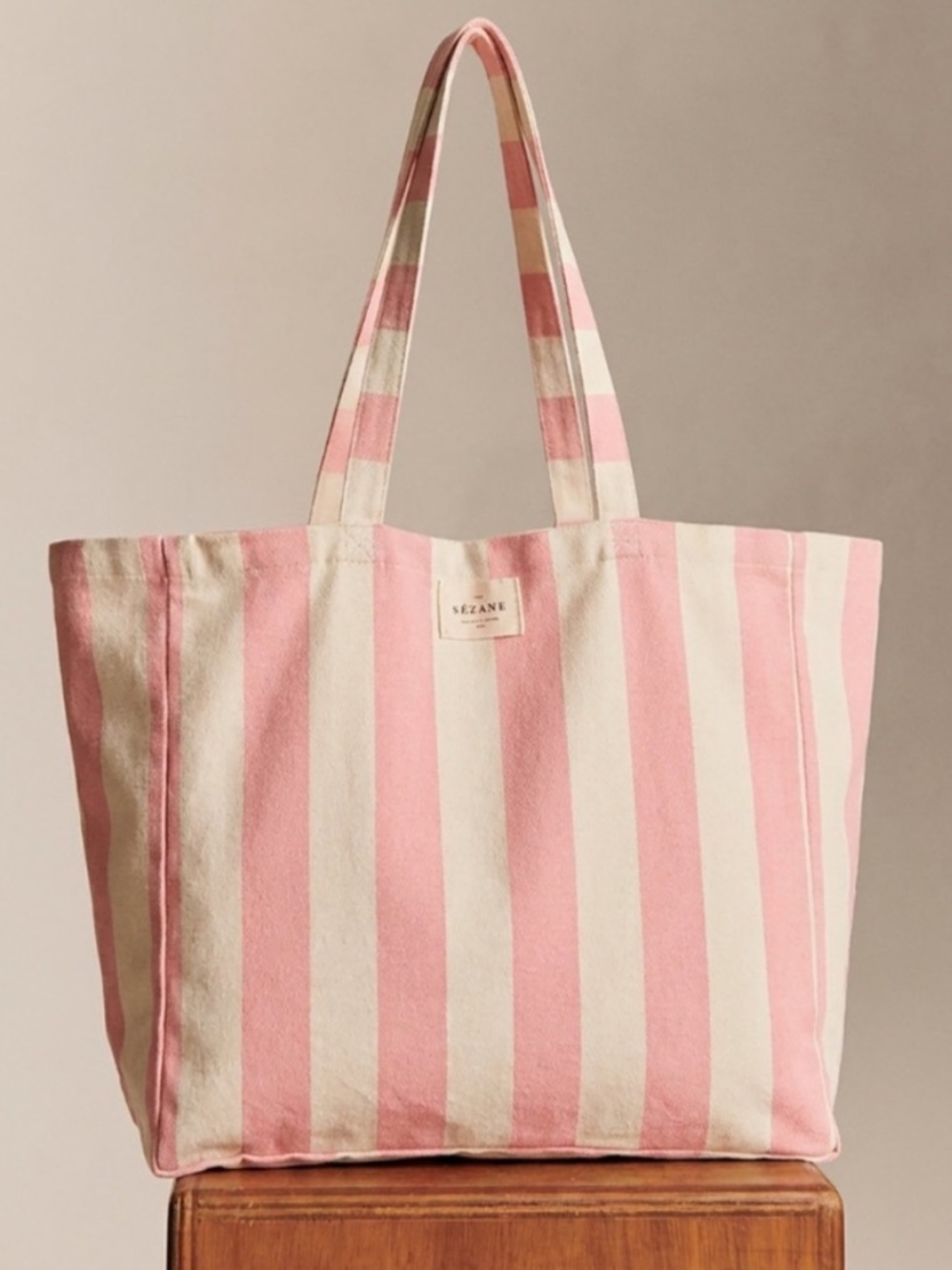 Sezáne Pink Striped Tote Bag